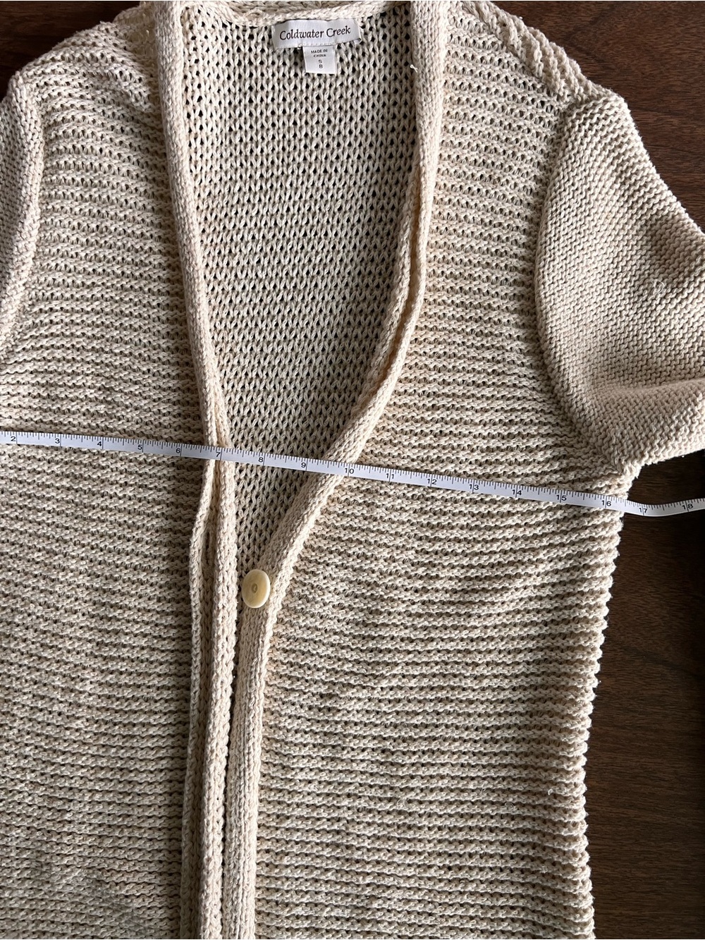 Coldwater Creek Womens S Open Knit Cardigan Sweater Ivory Fisherman Coastal Boho - Picture 6 of 11
